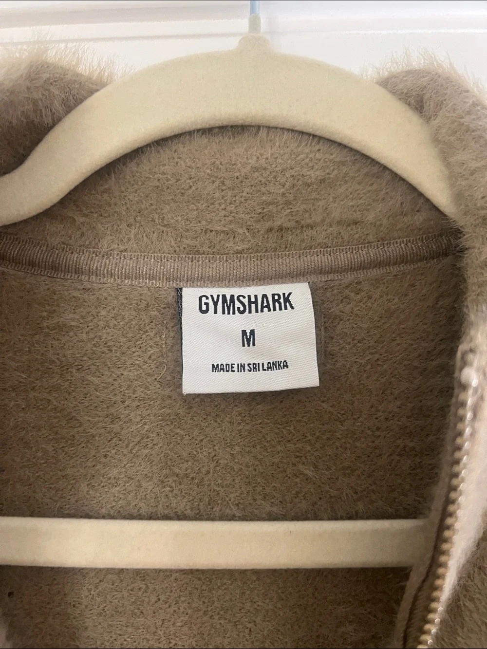 Whitney Simmons For Gymshark Taupe Fuzzy Zip-Up Teddy Jacket